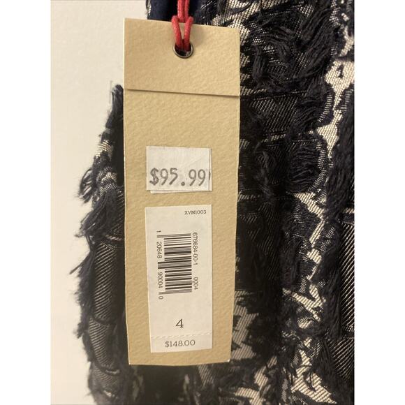 Banana Republic Heritage Collection Dress Blue White Fringe Cotton Size 4 - Picture 5 of 11